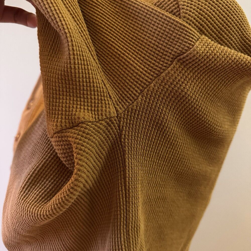 Everlane Women’s Organic Cotton Waffle Henley Long Sleeve Top Orange Brown S - Picture 15 of 16